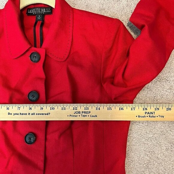 Lafayette 148 Red Cotton Linen Button Up Single Breasted Blazer Jacket Size 4 - Picture 8 of 10